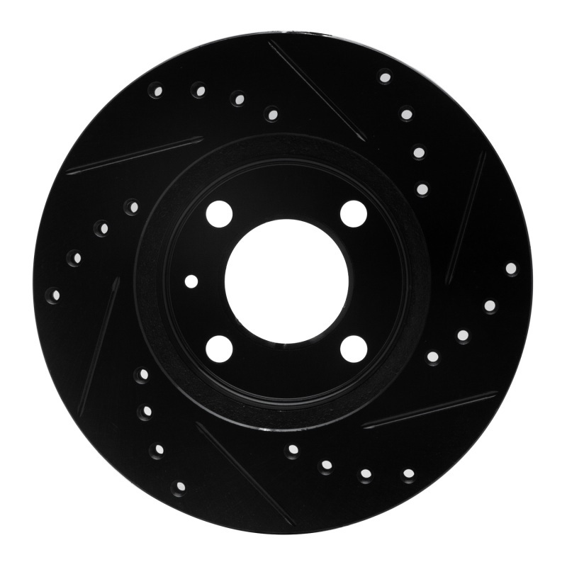 Volkswagen DERBY Brake Rotor (1) - Front Left - R1 Concepts - Drilled & Slotted - Black - `86-`08